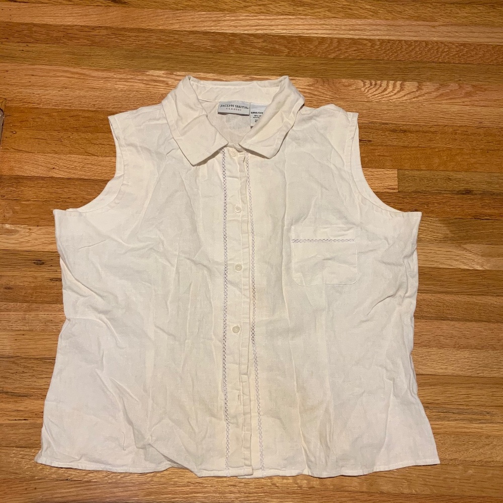 White Button Down Tank Top